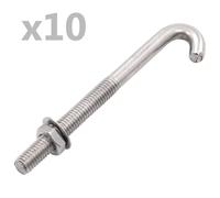 vidaXL Anchored J-Bolt w/Nut and Washer M8x100 mm 25 Sets