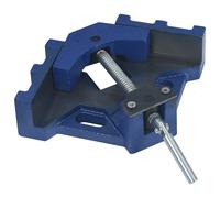 vidaXL Angle Clamp - Cast Iron Body, Right Angle Secure Hold, Swiveling Spindle and Clamping Head - Ideal for Precision Metalwork in Blue, Black and Silver Finish