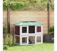 vidaXL Animal Rabbit Cage Double Floor Brown Wood, Brown