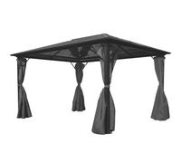 vidaXL Anthracite Aluminium Gazebo with Curtains, 400x300 cm Patio Canopy Marquee Shelter, 6 mm PC Board Roof