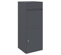 vidaXL Anthracite Modern Outdoor Steel Post Box - Parcel Receivers Box 41 x 38 x 103 cm Water Resistant with Secure Cam Locks Easy Slot Rectangular Shape