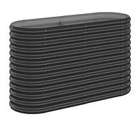 vidaXL Anthracite Powder-coated Steel Raised Garden Bed - 114x40x68 cm - Sturdy Oval Planter for Outdoor, Patio, Balcony Vegetable/Flower Growing