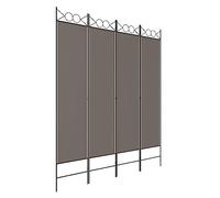 vidaXL Anthracite Room Divider Screen 160x200 cm - 4 Panel Fabric Room Partition for Living Room and Bedroom - Foldable, Easy Assembly