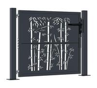 vidaXL Anthracite Steel Garden Gate Bamboo Design 105x105 cm - Durable Security Gate for Garden & Patio with Lockable System