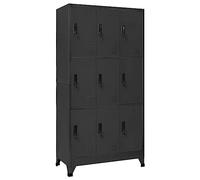 vidaXL Anthracite Steel Locker Cabinet - 9-Door Office and School Storage Unit with Locks, Air Vents and Name Tag Holders