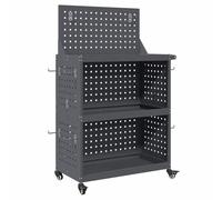 vidaXL Anthracite tool trolley with top and back panel made of powder-coated steel. Dimensions: 65 x 35 x 111 cm.