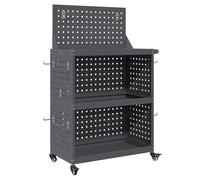 vidaXL Anthracite tool trolley with top and back panel made of powder-coated steel. Dimensions: 65 x 35 x 111 cm.