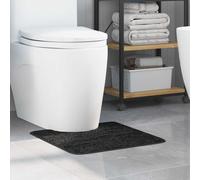 vidaXL Anti-slip Bath Mat with Toilet Cut Dark Grey 50 x 50 cm PP