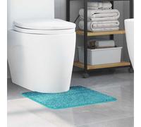 vidaXL Anti-slip Bath Mat with Toilet Cut Turquoise 50 x 50 cm PP, Bathroom Anti-Slip Rug, Durable Bath Mat, Soft Touch, Water Absorbent Floor, Hygienic Toilet Cut, Indoor Accessory
