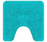 vidaXL Anti-slip Bath Mat with Toilet Cut Turquoise 50 x 50 cm PP, Bathroom Anti-Slip Rug, Durable Bath Mat, Soft Touch, Water Absorbent Floor, Hygienic Toilet Cut, Indoor Accessory