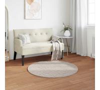 Faux Rabbit Fur Rug Beige Ø120 cm Polyester Anti-Slip Plush Velvet Round Luxury