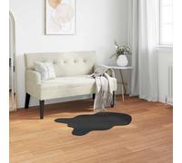Faux Rabbit Fur Rug Black 80 x 120 cm Polyester Plush Anti-Slip Soft Indoor Warm