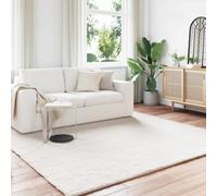 Faux Rabbit Fur Rug 200x200 cm Cream Polyester Plush Anti-Slip Indoor Warm Cozy