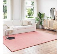 vidaXL Faux Fur Rabbit Rug, Pink, 200 x 280 cm, Polyester, Stylish Modern Rug for Bedroom, Durable Faux Leather Accents, Soft and Easy-Care Decoration for the Living Room, Cosy Egg