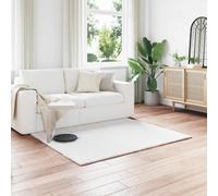 vidaXL Faux Fur Rabbit Rug, White, 160 x 160 cm, Polyester, Stylish Modern Rug for Bedroom, Durable Faux Leather Accents, Soft and Easy-Care Decoration for the Living Room, Cosy Egg