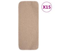 Vidaxl Anti Slip Stair Mats 15 Pcs 60X25 Cm Beige Rectangular, Cream