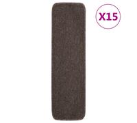 vidaXL Anti Slip Stair Mats 15 pcs 75x20 cm Brown Rectangular