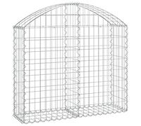 vidaXL Arched Gabion Basket - 100x30x80/100 cm - Galvanised Iron - Garden Barrier - Silver