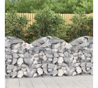 vidaXL Arched Gabion Basket - 100x30x80/100 cm - Galvanised Iron - Garden Barrier - Silver