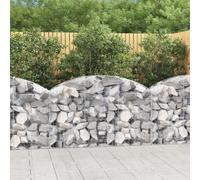 vidaXL Galvanised Iron Arched Gabion Basket - 150x30x80/100cm Silver Mesh Cage for Garden Landscaping and Outdoor Design