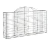 vidaXL Arched Gabion Basket - Galvanised Iron, Decorative Garden Barrier, Easy-to-Assemble