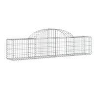 vidaXL Arched Gabion Basket - Galvanised Iron Retaining Wall, Silver, 200x30x40/60 cm, 5x10 cm mesh