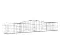 vidaXL Arched Gabion Basket 400x30x60/80 cm - Galvanised Iron Retaining Wall for Garden Barriers - Stable Cage with Gabion Hooks - Silver