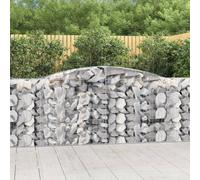 vidaXL Arched Gabion Basket in Galvanised Iron - Durable, Corrosion-Resistant Design - Versatile Silver - Easy to Assemble - Ideal Garden Barrier