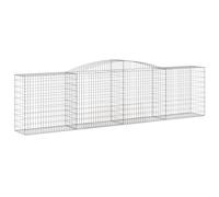 vidaXL Arched Gabion Basket in Galvanised Iron - Durable, Corrosion-Resistant Design - Versatile Silver - Easy to Assemble - Ideal Garden Barrier