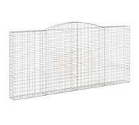 vidaXL Arched Gabion Basket Stone Cage Wall - 400x30x180/200 cm Galvanized Iron, Silver, Versatile Outdoor/Garden Decorative Retaining Wall
