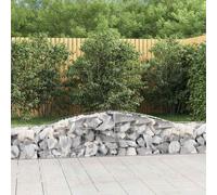 vidaXL Silver Galvanised Iron Arched Gabion Basket 400 x 50 x 40/60cm 2 Pack - Size: 50 x 400 x 60cm - Wilko