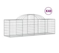 vidaXL Arched Gabion Baskets Gabion Walls Mesh Cages 40 pcs Galvanised Iron