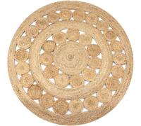vidaXL Area Rug Braided Design Jute 120 cm Round UK