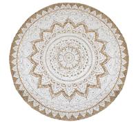 vidaXL Area Rug Braided Jute Printed 180 cm Round UK HOT