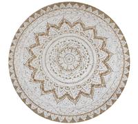 vidaXL Round Area Rug, Handwoven, Braided Jute, Natural Strong Material with Gorgeous Mandala Print, Reversible, Durable, Low Maintenance - Diameter 90cm