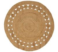 Round Jute Rug 180cm Natural Brown Layered Circles Handmade Indoor LivingRoom XL
