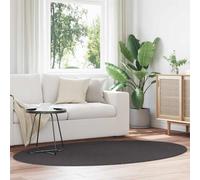 Area Rugs Oval HUARTE Anthracite 140 x 200 cm 100% Polyester
