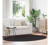 Area Rugs Oval HUARTE Black 140 x 200 cm 100% Polyester