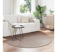 Area Rug Round Beige Polyester Ø120cm Non-Slip Machine Washable Indoor/Outdoor.