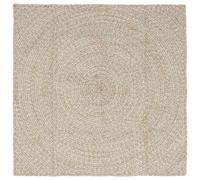 vidaXL Rug Beige and White 120 x 120 cm Jute, Living Room, Square, Modern Area Rugs, Large Jute, Decorative Floor, Eco-Friendly Indoor, Simple Design