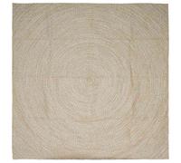 Rug Square 240x240 cm Natural & White Jute Area Rug Machine Washable Indoor Soft