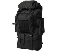 vidaXL Army-Style Backpack 65L Black Waterproof Hiking Camping Bag Rucksack