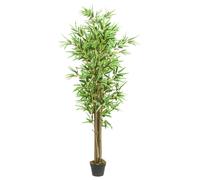 'vidaXL Artificial Bamboo Tree - Green, 180 cm Tall, 1288 Leaves, Low-Maintenance, Real Bamboo Trunks, Ideal for Indoor and Outdoor Spaces