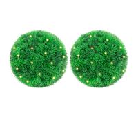 vidaXL Artificial Boxwood Balls with LED Lights 2 pcs Green 22 cm