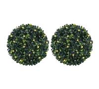 vidaXL Artificial Boxwood Balls with LED Lights 2 pcs Green 45 cm
