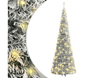 vidaXL Artificial Christmas Tree, Artificial Xmas Tree with LED Lights, Christmas Decoration for Indoor Outdoor Holiday, Pop-up Flocked Snow 100 LEDs