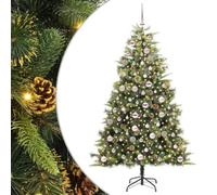 vidaXL Artificial Christmas Tree Foldable with Green Cones 180 cm Artificial Christmas Tree Cones Modern Design Decoration for Indoor and Outdoor Decoration Warm White LED Lights