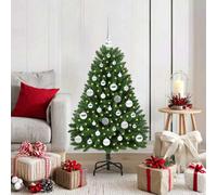 vidaXL Artificial Christmas Tree with Silver Balls Green 120 cm PVC and Metal, Green