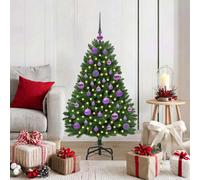 vidaXL Artificial Christmas Tree with Lilac Balls Green 120 cm PVC and Metal, Green