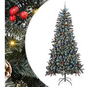 vidaXL Artificial Christmas Tree Green 129.5 x 129.5 x 240 cm, Living Room, Cone-Shaped Modern Decorative Christmas Tree, Pre-Lit Indoor with Warm White Lights for Holiday Decor